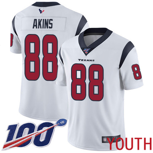 Houston Texans Limited White Youth Jordan Akins Road Jersey NFL Football #88 100th Season Vapor Untouchable->houston texans->NFL Jersey